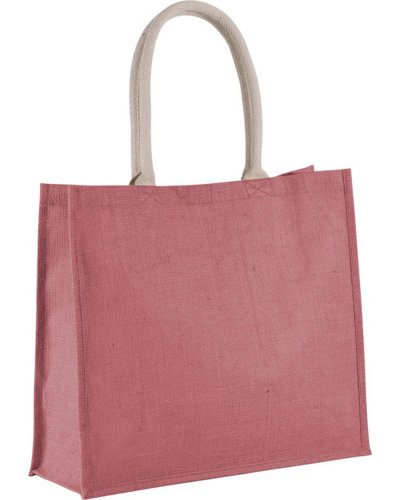 Borsa mare in tela di juta con manici in cotone 42 x 36 x 15 Marsala Chiaro