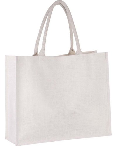 Borsa mare in tela di juta con manici in cotone 42 x 36 x 15 Bianco