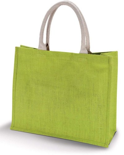 Borsa mare in tela di juta con manici in cotone 42 x 36 x 15 Lime