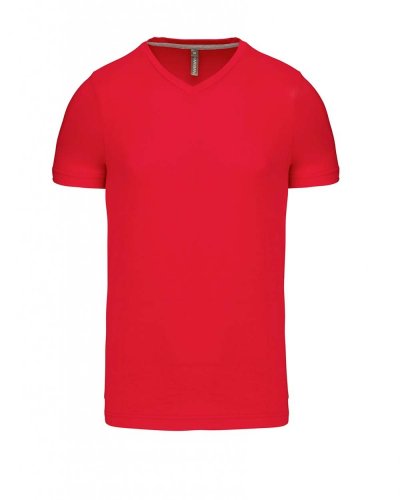 T-shirt uomo manica corta scollo a V Red