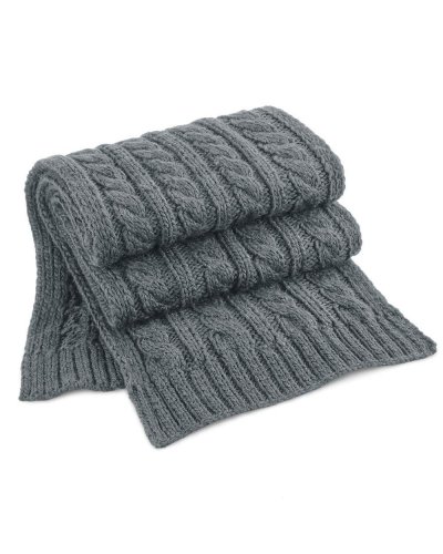 Sciarpa in maglia intrecciata pesante Light grey