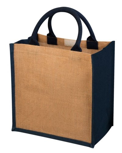 Shopper in Juta con soffietto Chennai Natural/Navy