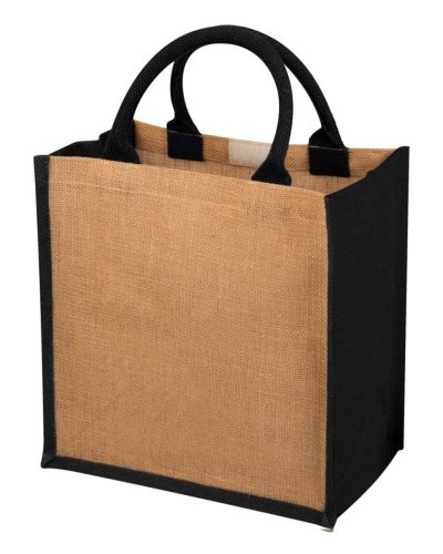 Shopper in Juta con soffietto Chennai Natural/Nero