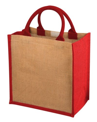 Shopper in Juta con soffietto Chennai Natural/Rosso