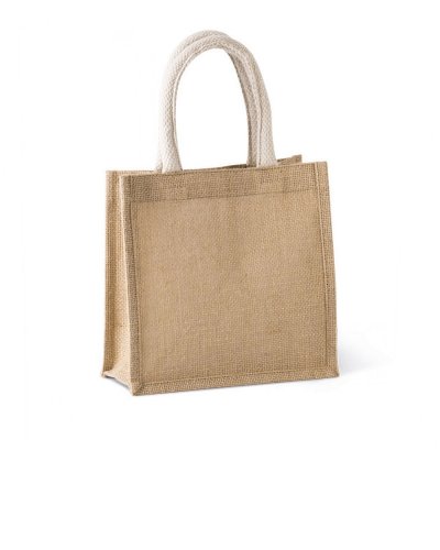 Shopper piccola in tela di juta 20 x 20 x 10 cm Naturale/Oro
