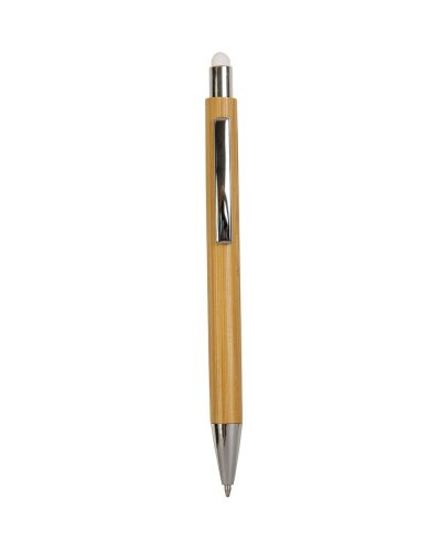 Penna a scatto con fusto in bambù Bianco Refil Nero