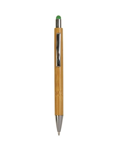 Penna a scatto con fusto in bambù Verde refil nero