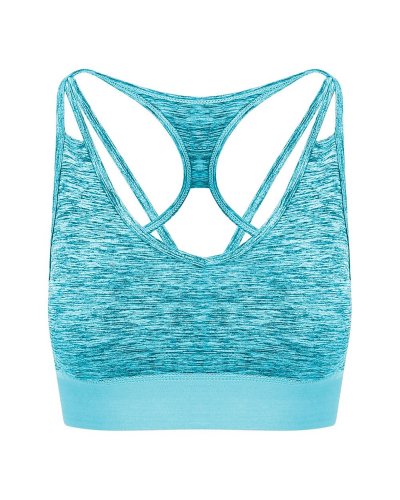 Girlie Cross Back Crop Top Ocean blue melange