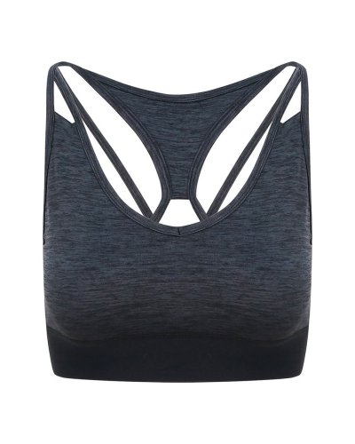 Girlie Cross Back Crop Top Black Slate Melange