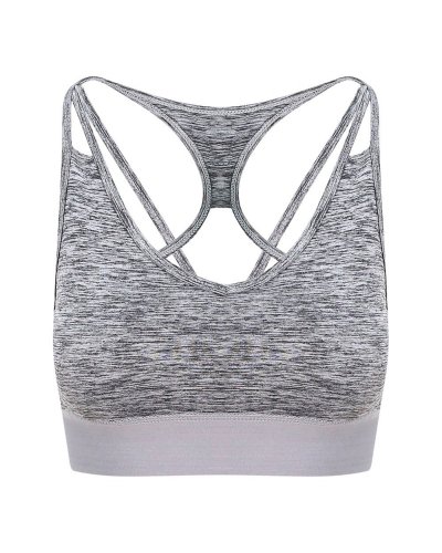 Girlie Cross Back Crop Top Grey Melange