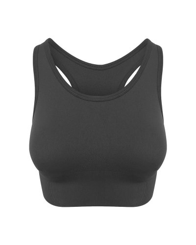 Girlie Cool Seamless Crop Top Iron grey