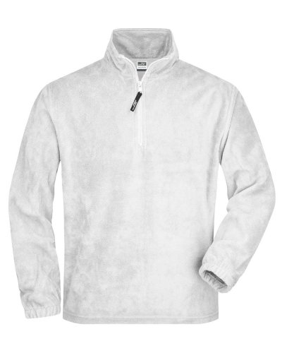 Pile uomo mezza zip anti pilling Fleece James & Nicholson White