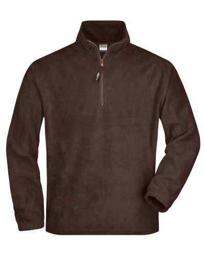 Pile uomo mezza zip anti pilling Fleece James & Nicholson Brown