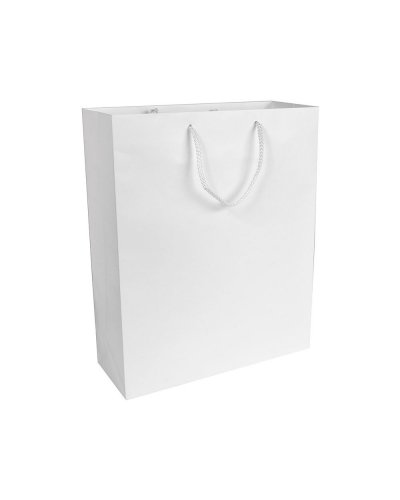Shopper con soffietto in carta laminata Bianco