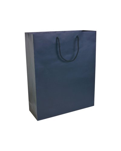 Shopper con soffietto in carta laminata Blu scuro