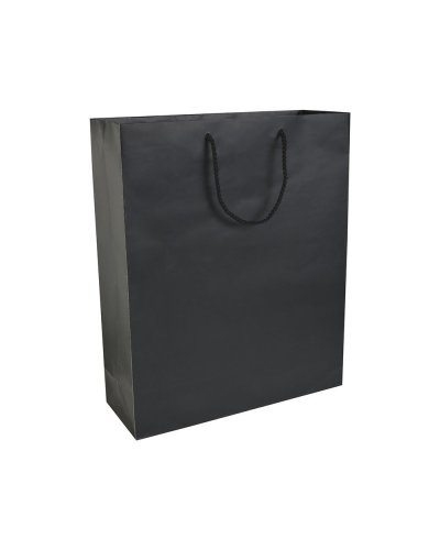 Shopper con soffietto in carta laminata Nero