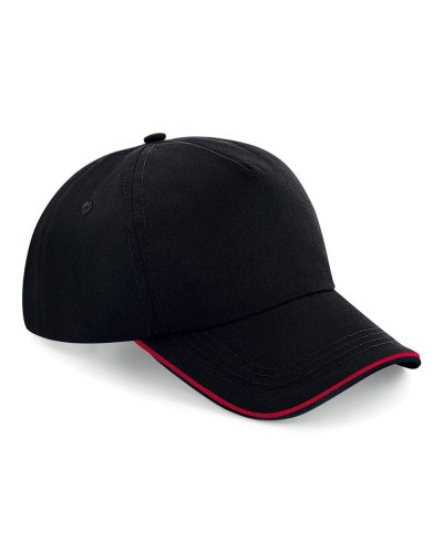 Cappellino 6 pannelli Authentic - visiera piped Black/classic red