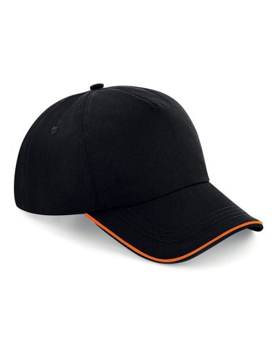 Cappellino 6 pannelli Authentic - visiera piped Black/orange