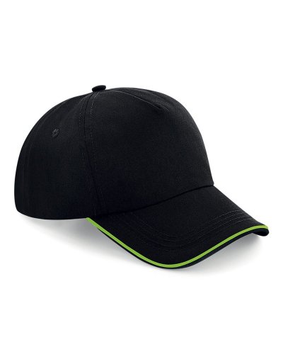 Cappellino 6 pannelli Authentic - visiera piped Black/lime green
