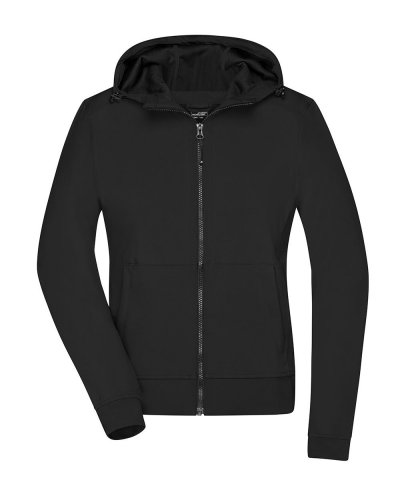 Ladies' Hooded Softshell Jacket Black / Black