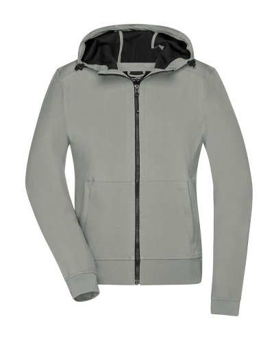 Ladies' Hooded Softshell Jacket Light-grey/black