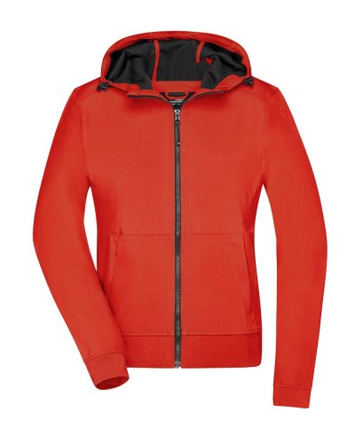 Ladies' Hooded Softshell Jacket Flame/black