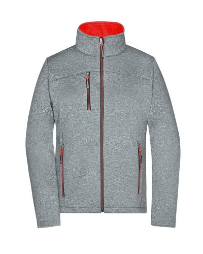 Ladies' Softshell Jacket Dark-melange/red