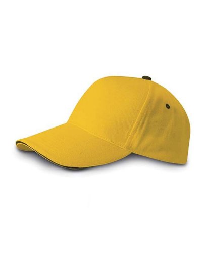 Cappello 5 pannelli sandwich Giallo / Blu Navy