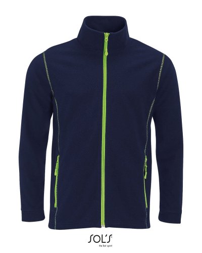 Giacca uomo in Micropile con cerniera Blu Navy - Verde Mela