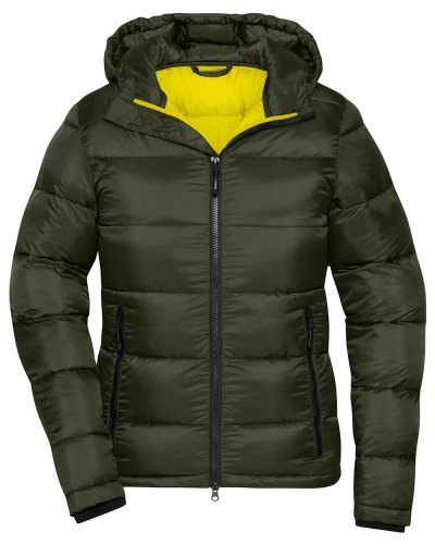 Ladies Padded Jacket Deep-forest/yellow