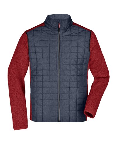 Men's Knitted Hybrid Jacket Red-melange/anthracite-melange