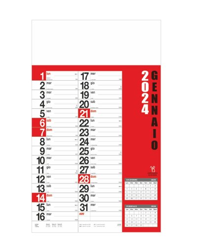 Calendario olandese Norvegese Rosso
