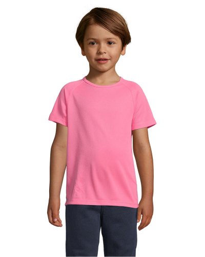 T-shirt bambino manica a raglan Rosa Fluo 2