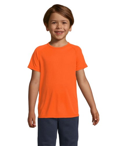 T-shirt bambino manica a raglan Arancio Fluo