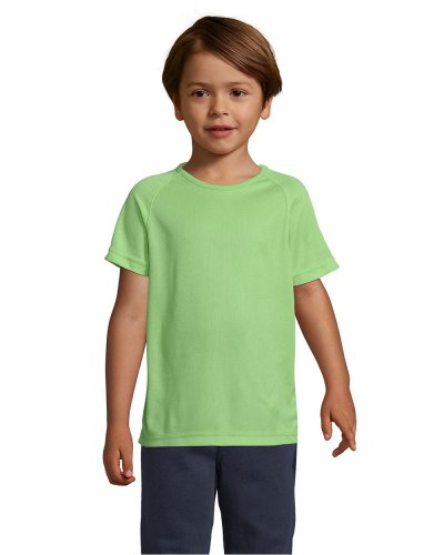 T-shirt bambino manica a raglan Verde Mela