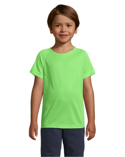 T-shirt bambino manica a raglan Verde Fluo