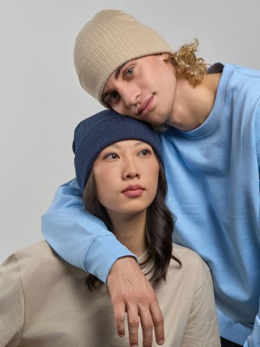 Berretta Rio doppio strato in acrilico grigio con etichetta removibile