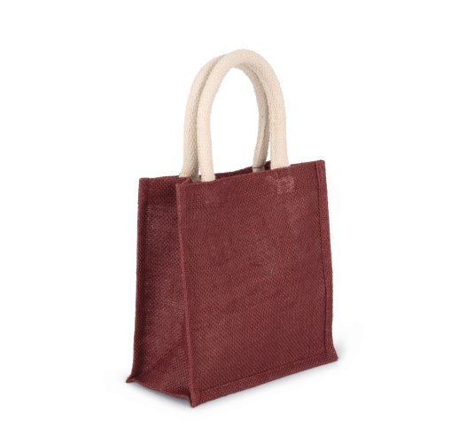 Shopper piccola in juta naturale 20x20x10cm con manici cotone