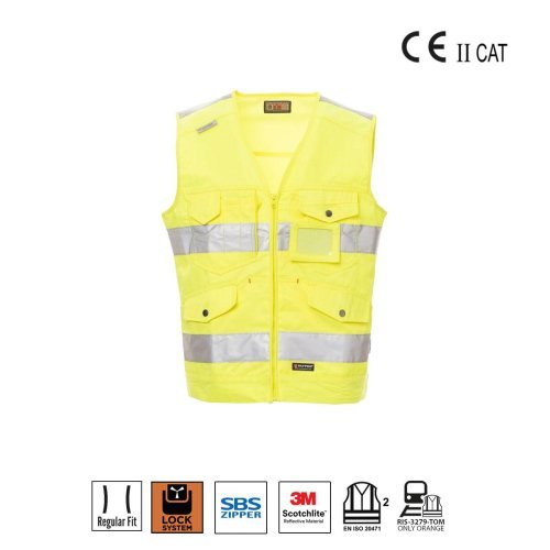 Gilet alta visibilità Master fluorescente con bande riflettenti