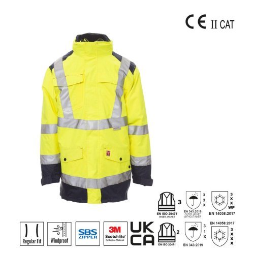 Parka bicolore quattro usi in alta visibilità Hisafe