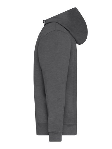 Bio Workwear Pull à moitié zip unisexe, capuche réglable, Gris
