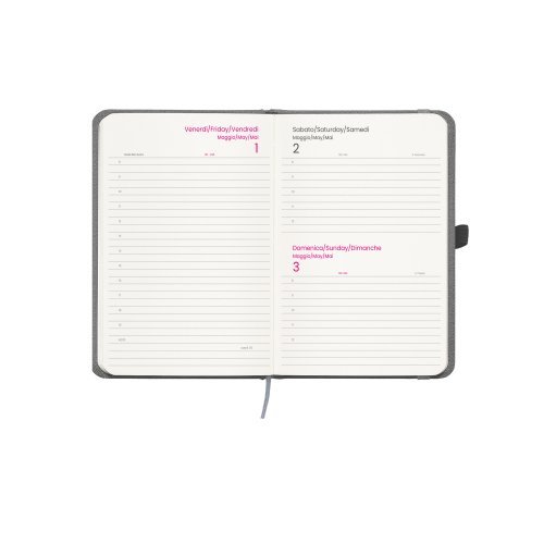 Agenda giornaliera 2027 R-PET mélange rigida con elastico 15x21 cm