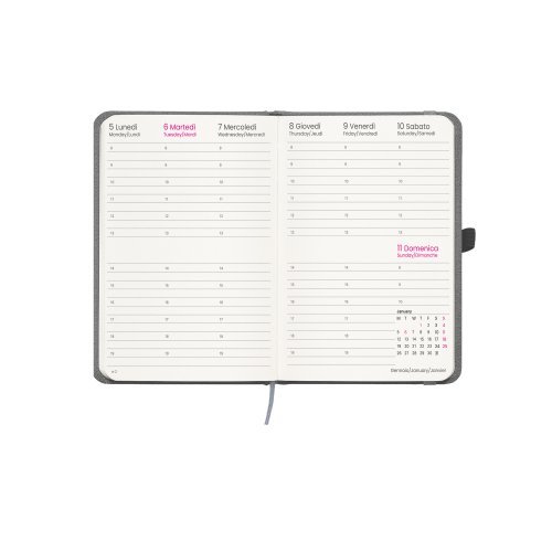 Agenda Settimanale 2027 R-PET Rigida 15x21cm con Elastico