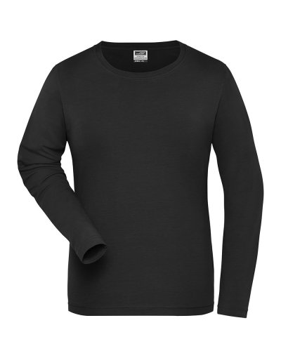 T-shirt donna manica lunga in cotone organico ring spun Black