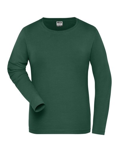 T-shirt donna manica lunga in cotone organico ring spun Dark Green