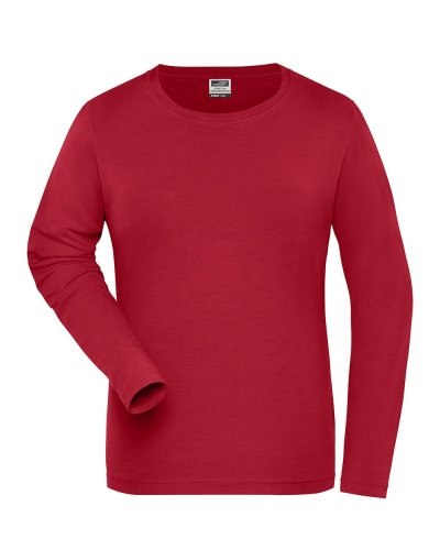 T-shirt donna manica lunga in cotone organico ring spun Red