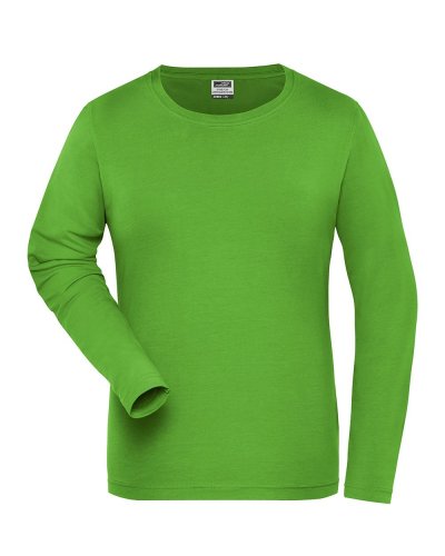 T-shirt donna manica lunga in cotone organico ring spun Lime Green