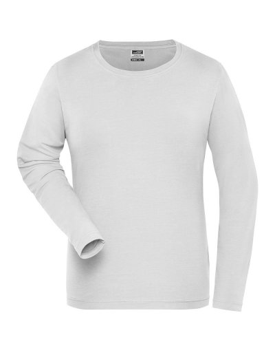 T-shirt donna manica lunga in cotone organico ring spun White