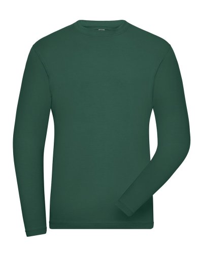 Men's Bio Stretch-Longsleeve Work - Solid Dark Green