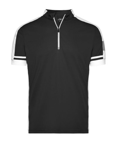 T-shirt da ciclismo uomo con mezza zip Black